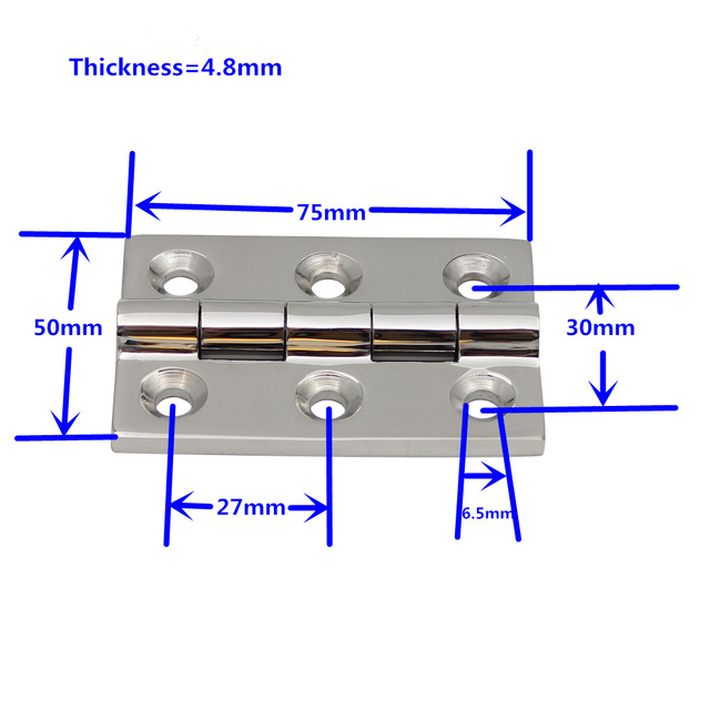  Heavy Duty Metall Möbel Türscharniere Butt Edelstahl Scharnier 50*75