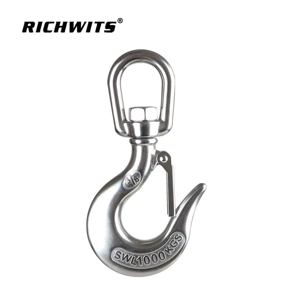 Edelstahl-Krankettenhaken mit drehbarer Öse, 150 kg bis 1500 kg