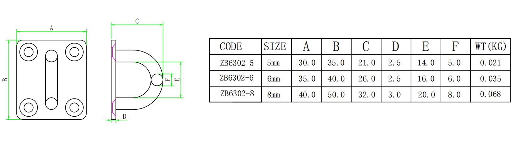 Geschwei&szlig;te quadratische Augenplatte aus Edelstahl 304/316