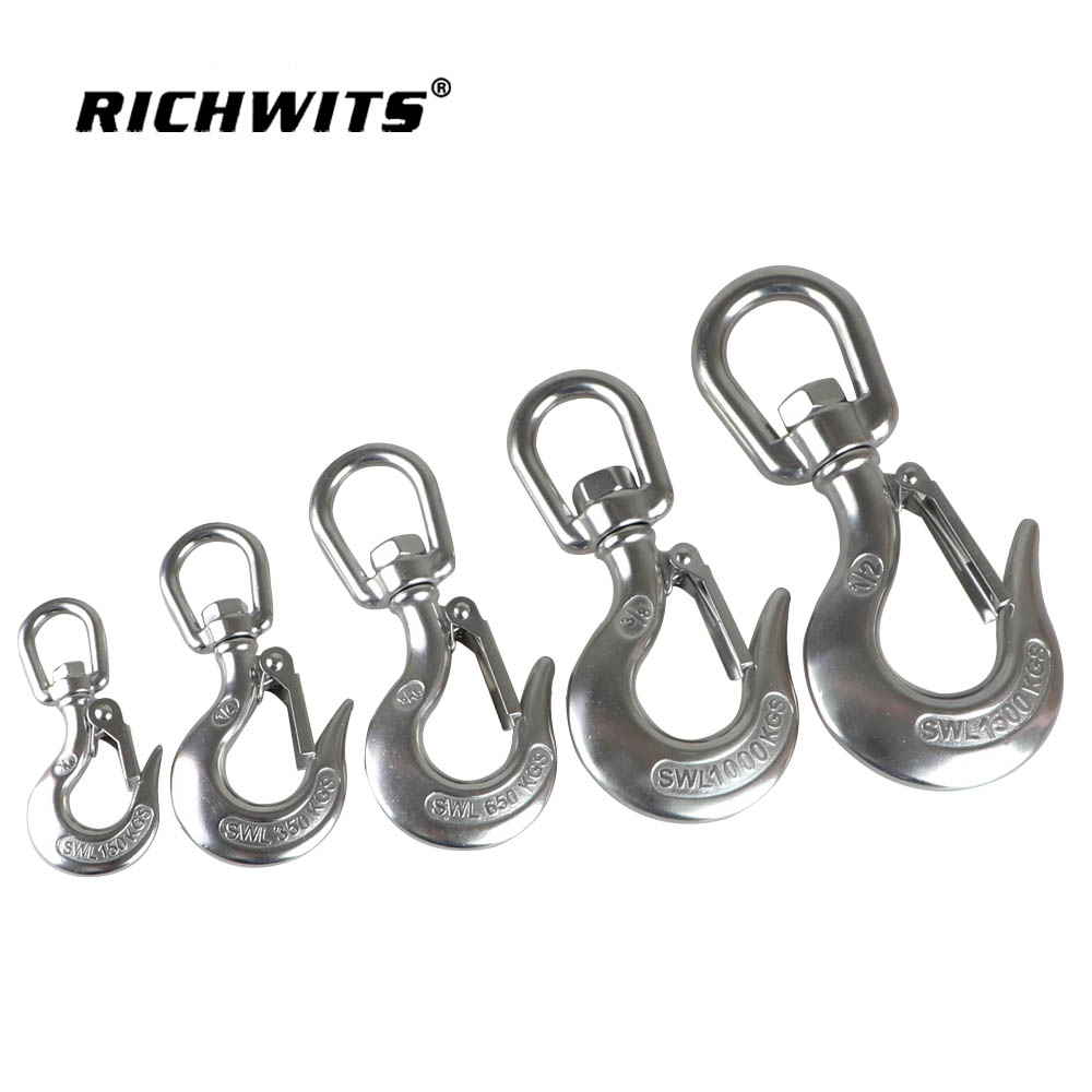 Edelstahl-Krankettenhaken mit drehbarer Öse, 150 kg bis 1500 kg