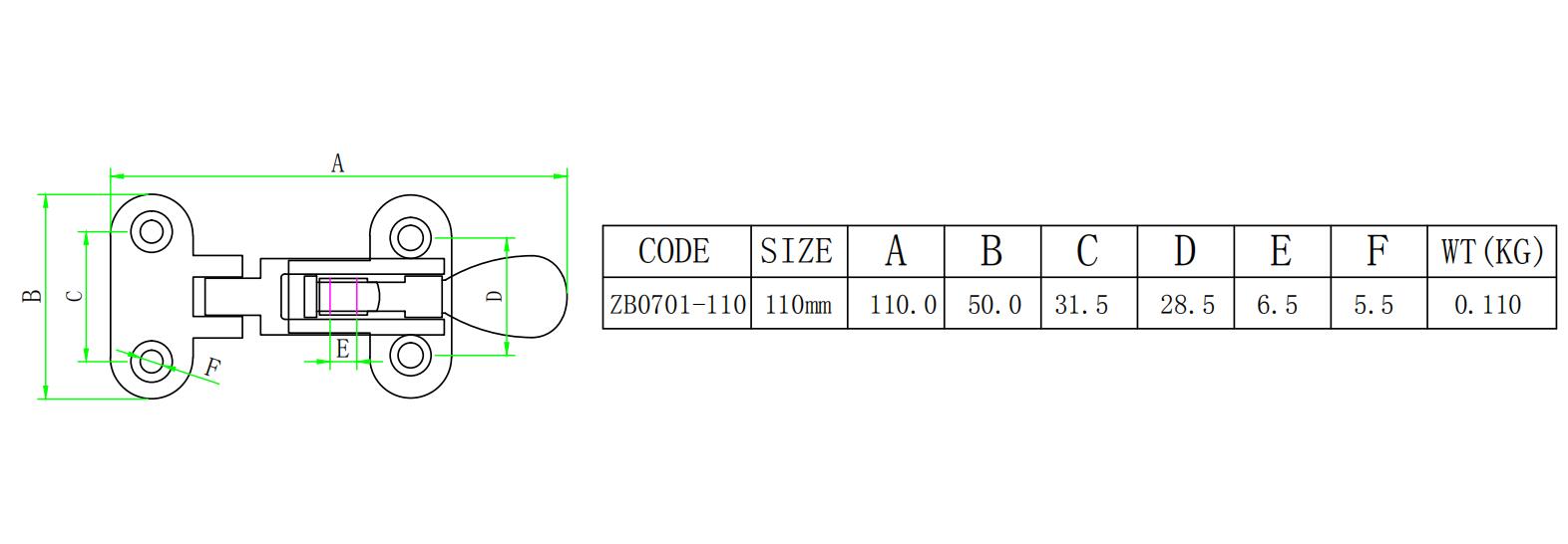 Bootsdeck-Haspe aus Edelstahl 316
