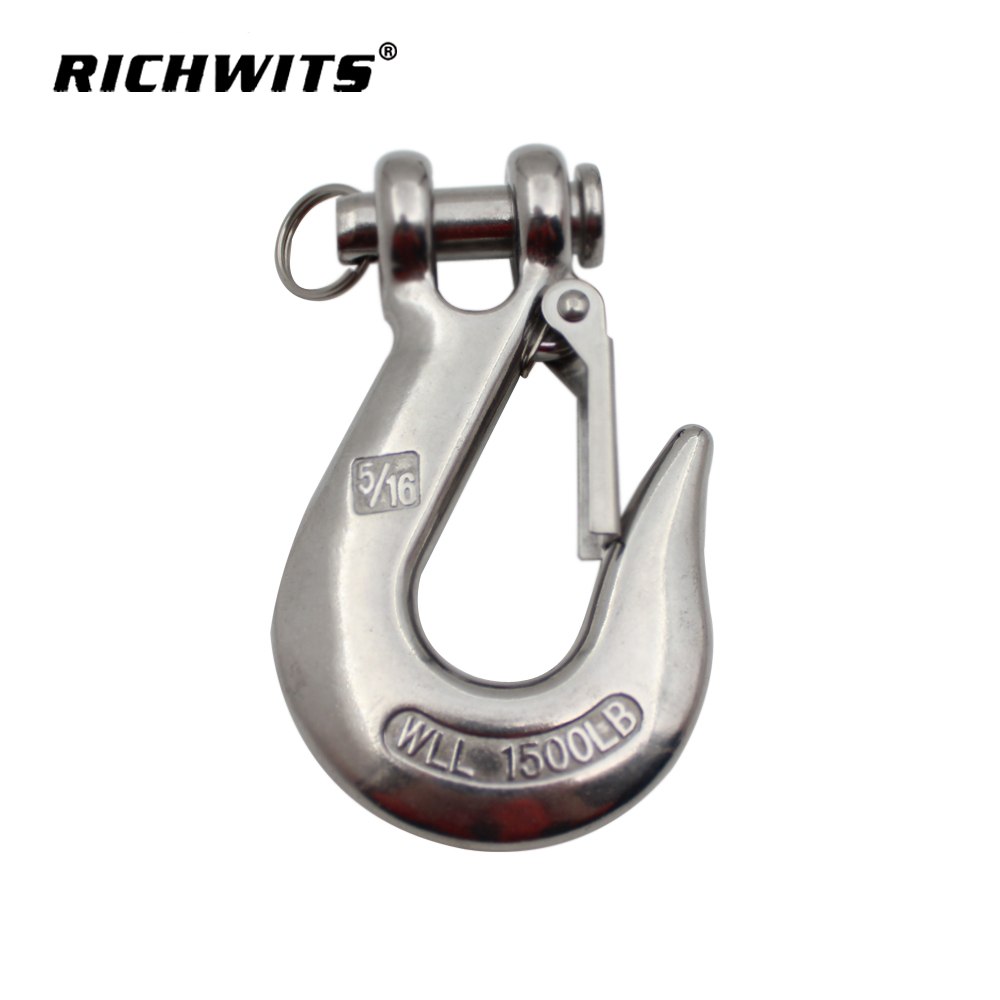 Hebekranhaken aus Edelstahl mit Riegel 1/4', 1/2'