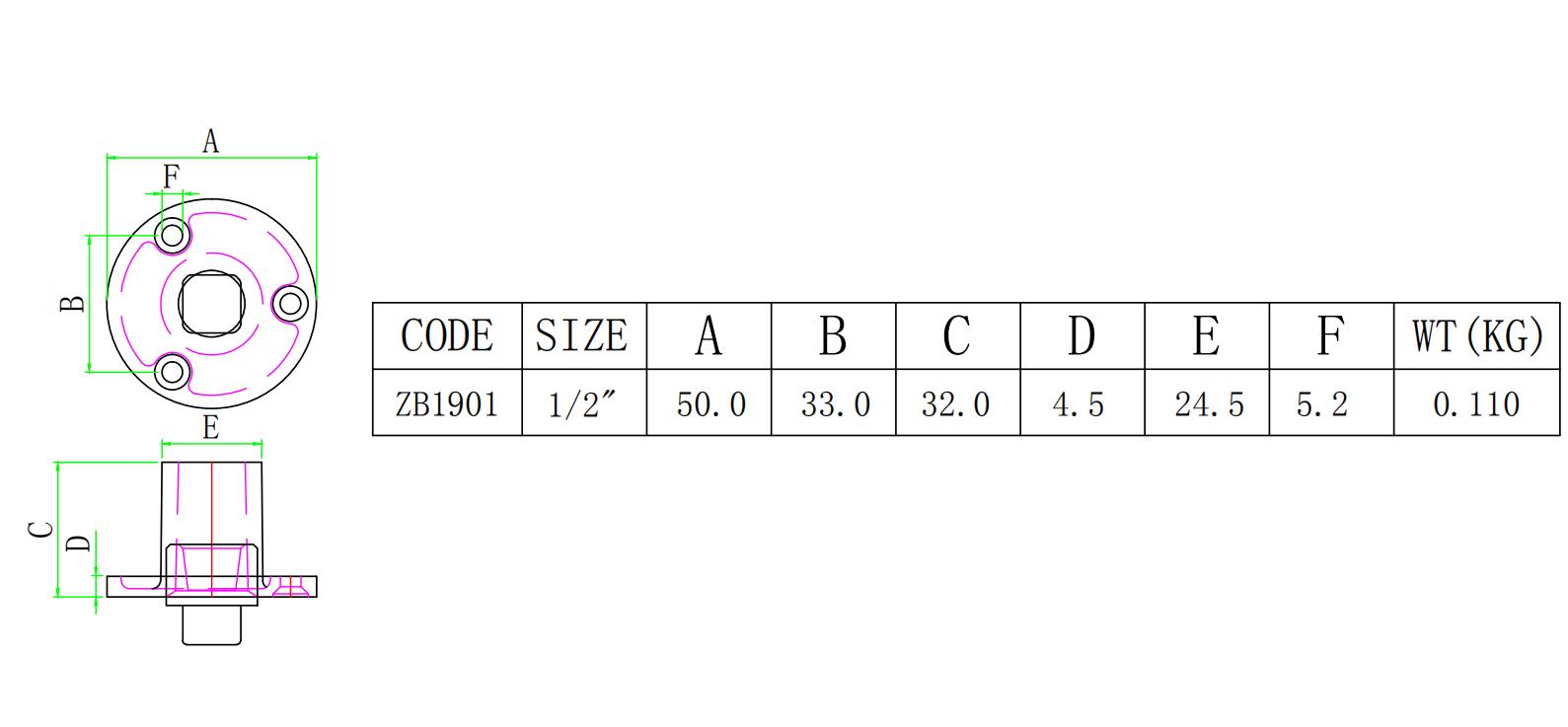ZB1901圆形丝堵-尺寸图