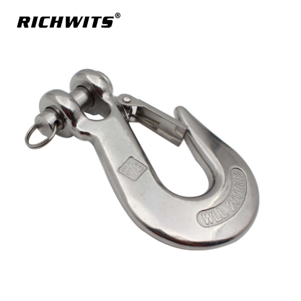 Hebekranhaken aus Edelstahl mit Riegel 1/4', 1/2'