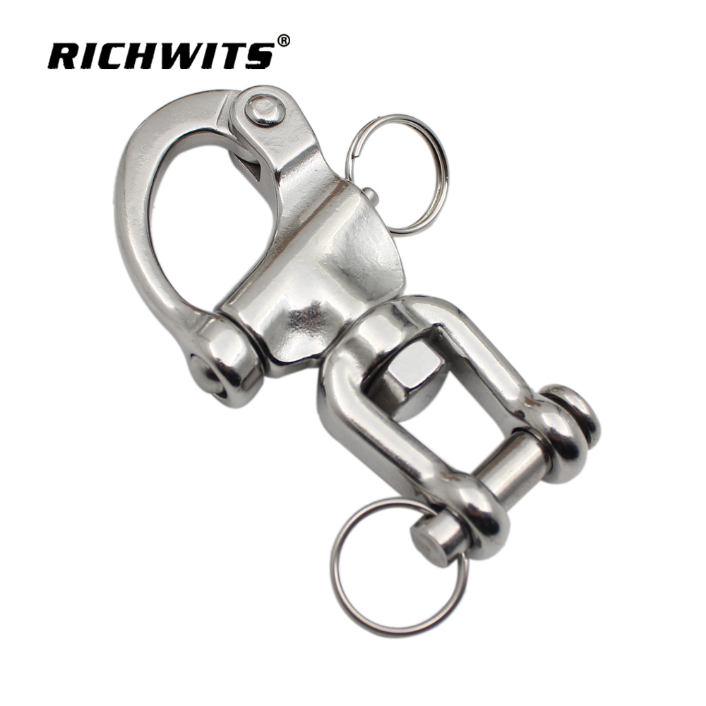 Schwenkbacken-Schnappschäkel, Rigging-Hardware, Edelstahl, 70 mm, 87 mm, 128 mm