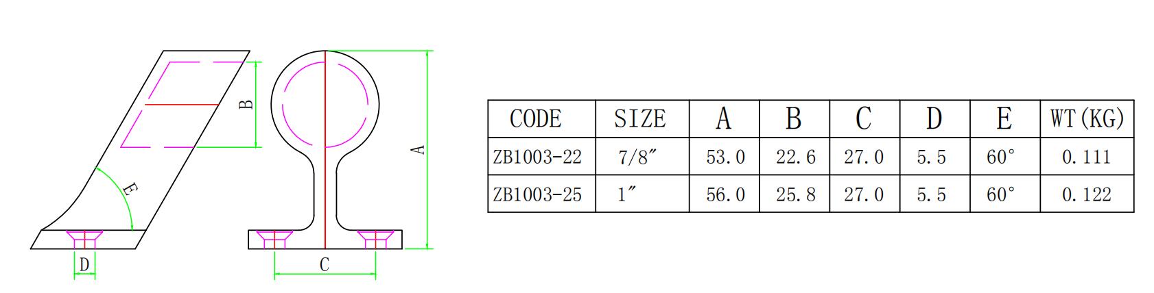 60-Grad-Schiffsschienenbeschlag aus Edelstahl 316
