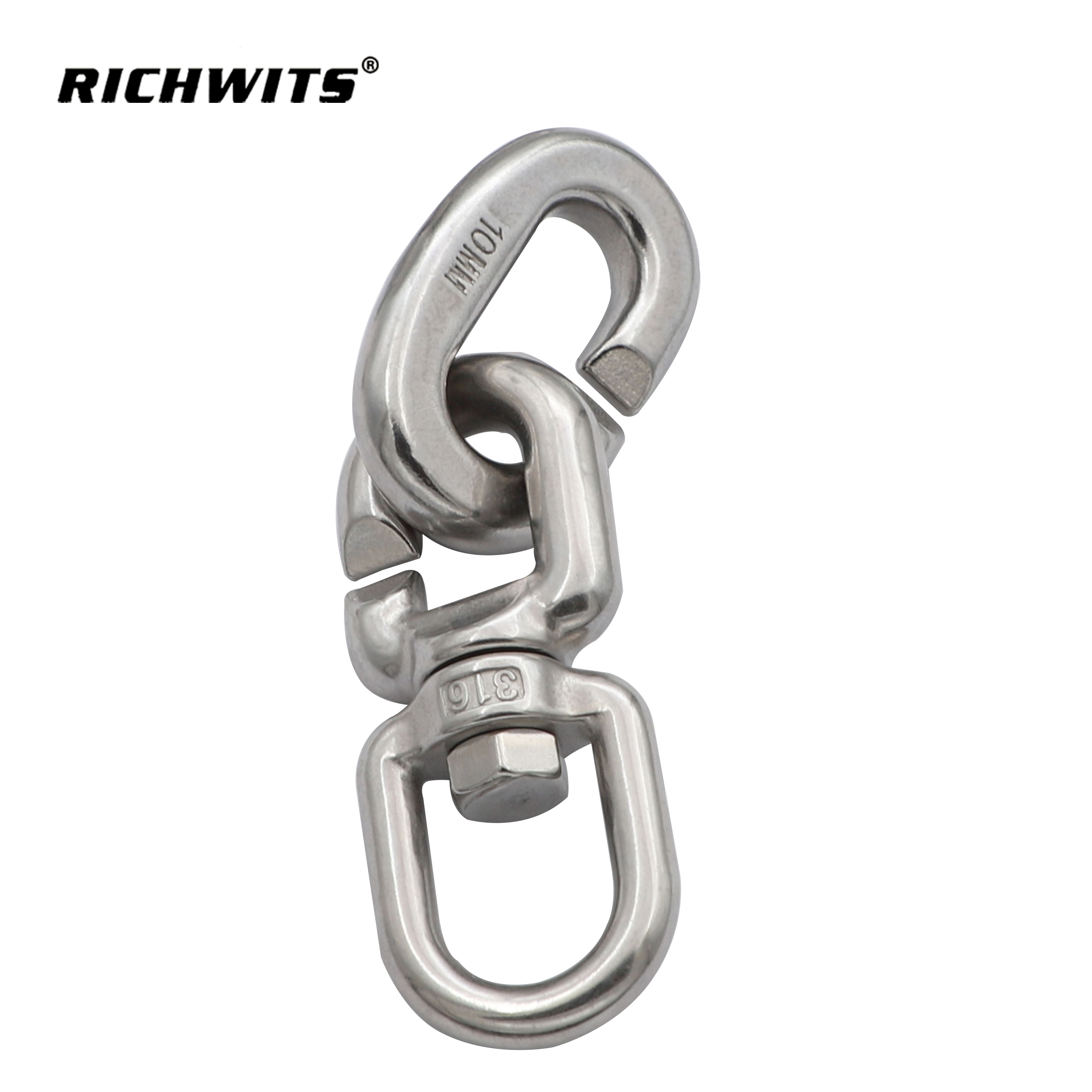 Marine-Seil aus Edelstahl 316, C-Form, 8-Kette, Schnellverbindungs-Drehring