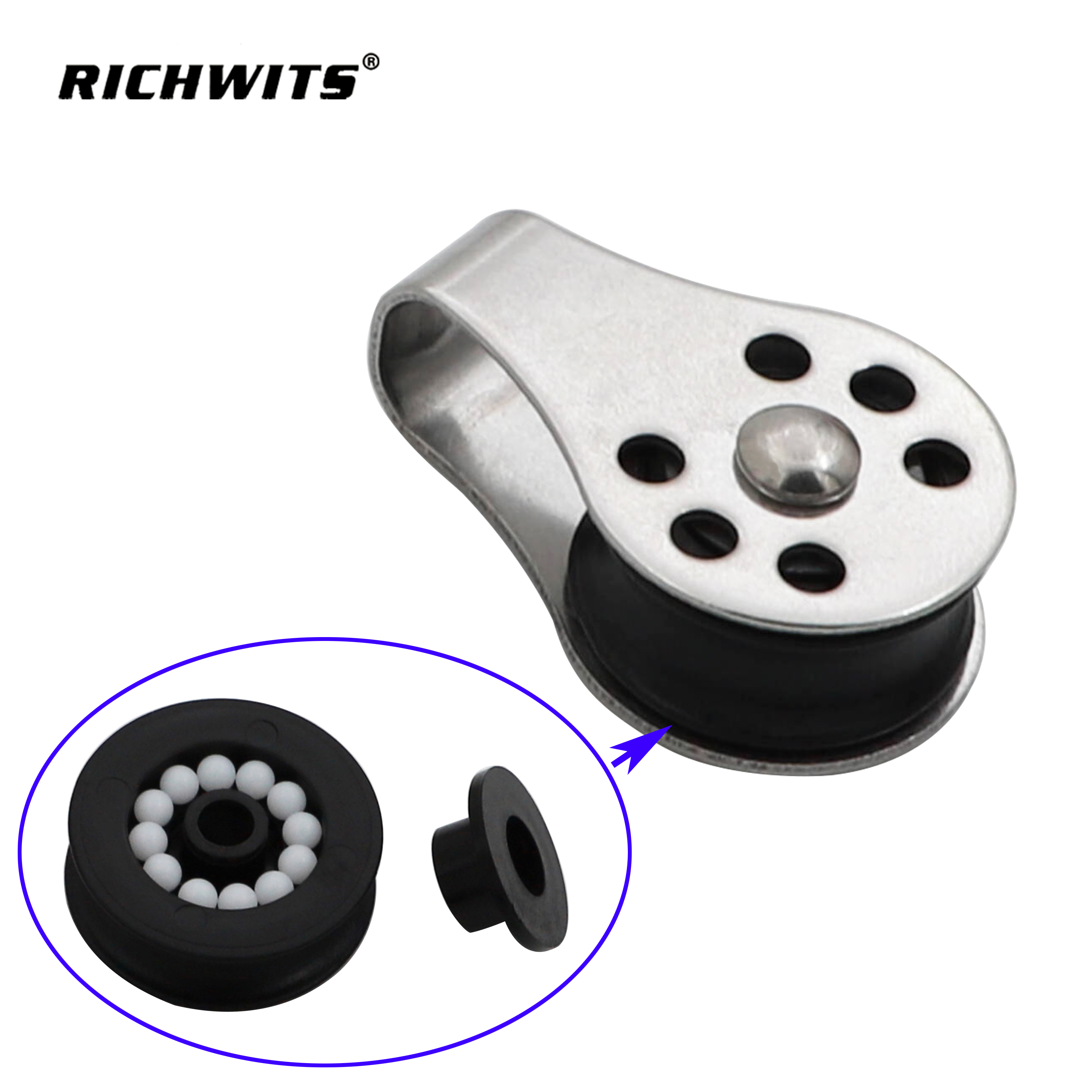 Rigging-Hardware aus Edelstahl und Nylon mit Kugellagern, Einzelrolle für Seil