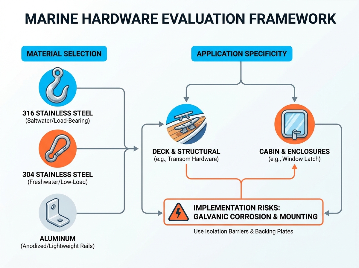 Haken und Clips f&uuml;r Marine-Hardware