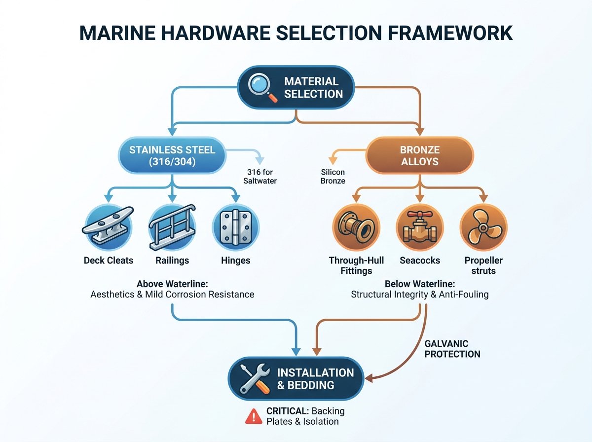 Auswahl an Marine-Hardware und -Zubeh&ouml;r